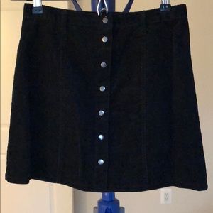 Black corduroy button up skirt
